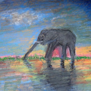 badefreuden 24x31 oel pastell