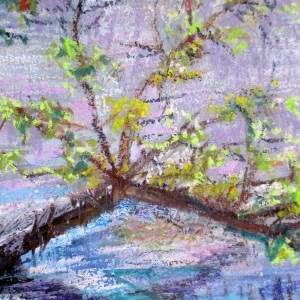 herbst 13x15 5 cm mischtechnik ast im wasser