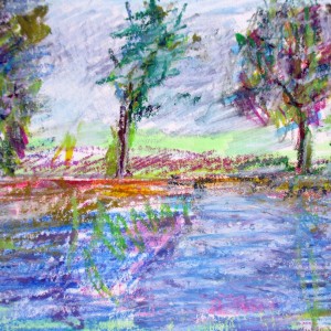 impression an der aare 14x30 cm oelpastell
