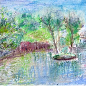 impression an der aare 14x30 cm oelpastell 2