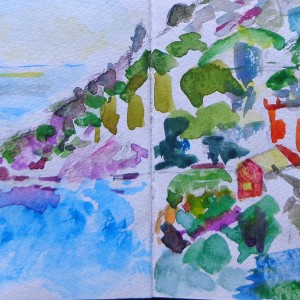 ligurien bucht von serra10x29 aquarell