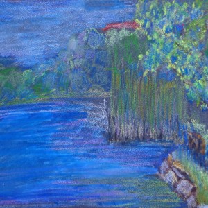 vor dem verkehrshaus luzern 18x23 oelpastell