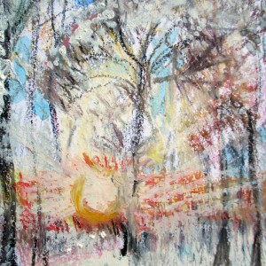 winter 13x15 5 cm mischtechnik schneewald